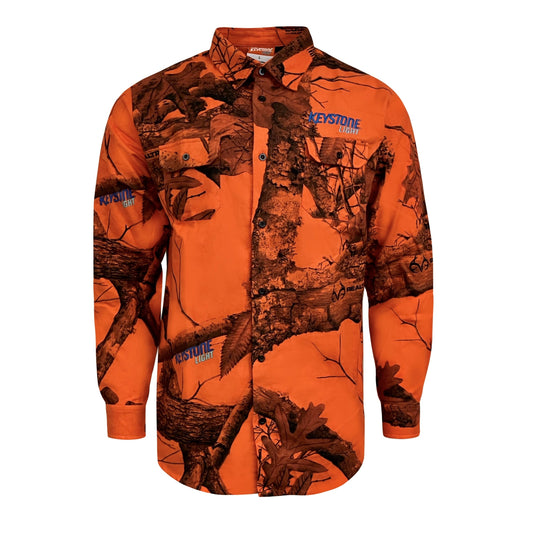 Blaze Orange Camo Long Sleeve Button Up