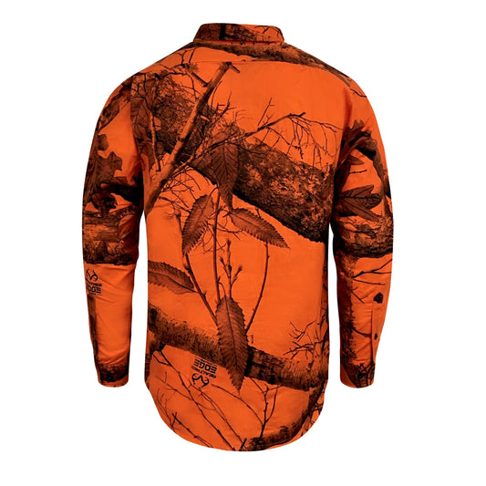 Blaze Orange Camo Long Sleeve Button Up